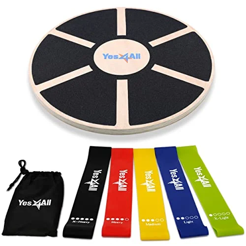 Combo Wooden Wobble Balance Board &amp; Loop Resistance Bands