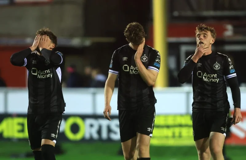 Sligo Rovers players dejected after relegation.