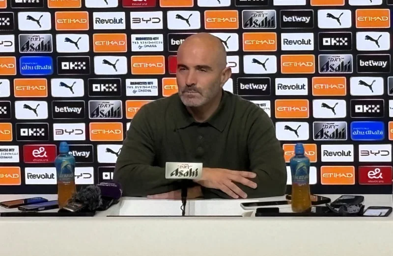 Manchester City manager Enzo Maresca during a press conference at the City Football Academy.