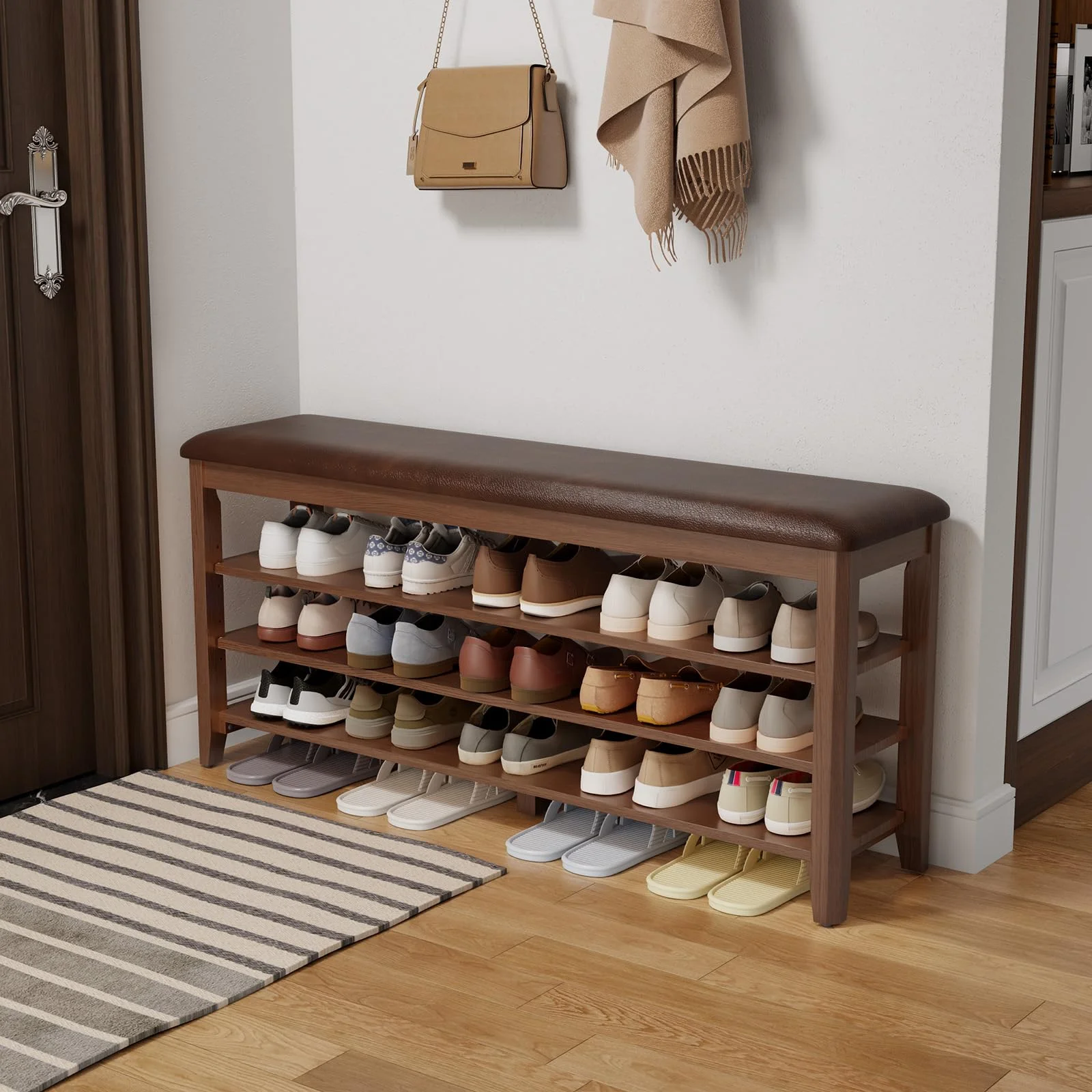 Shoe Bench with Leather Cushion Shoe Bench with Leather Cushion