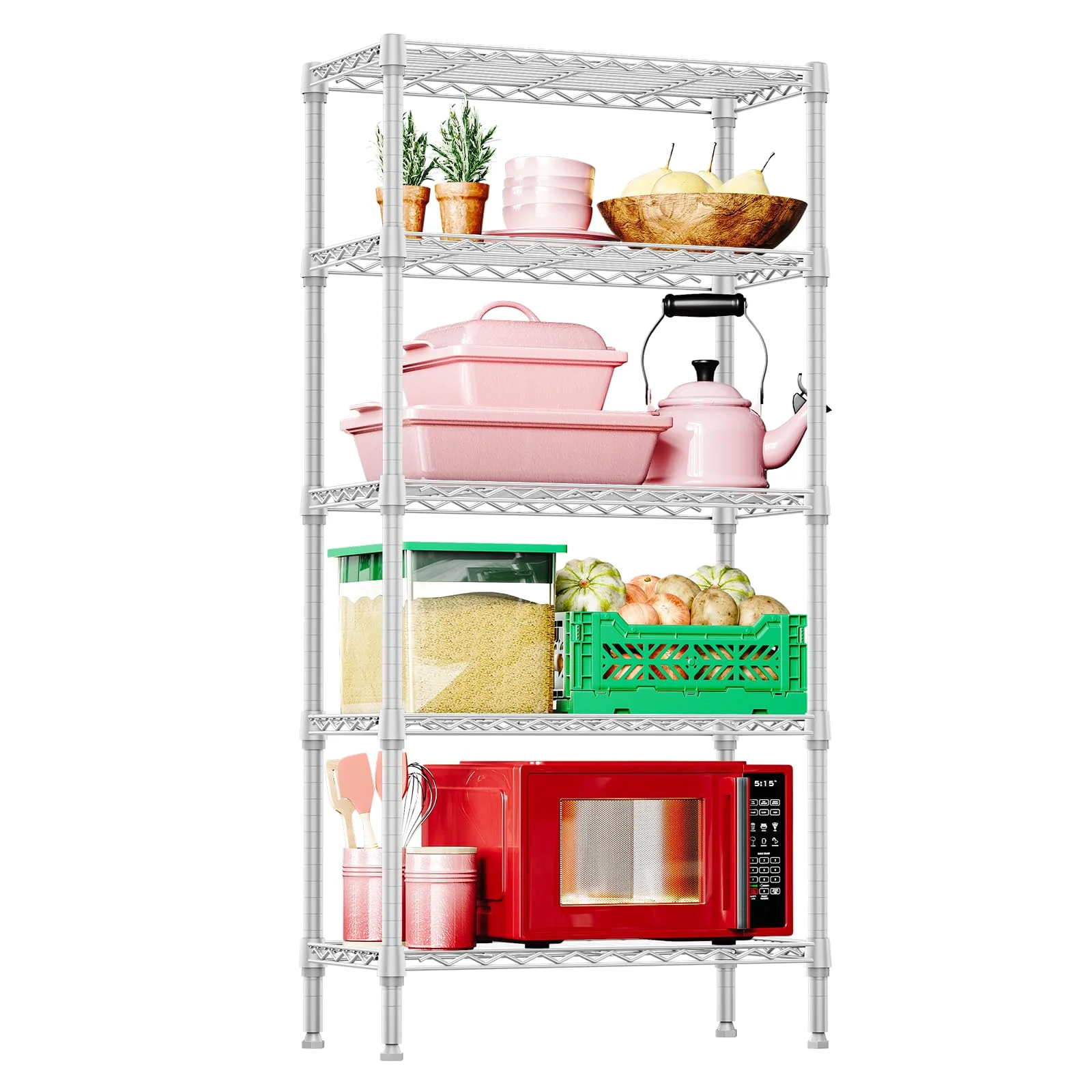 5-Tier White Metal Storage Shelves 5-Tier White Metal Storage Shelves