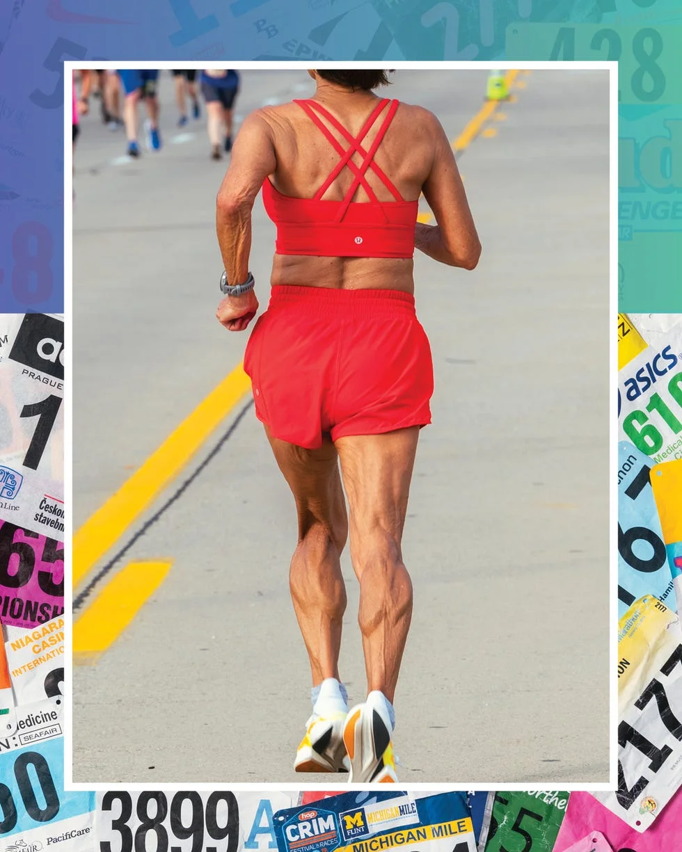 runner in red athletic wear participating in a race